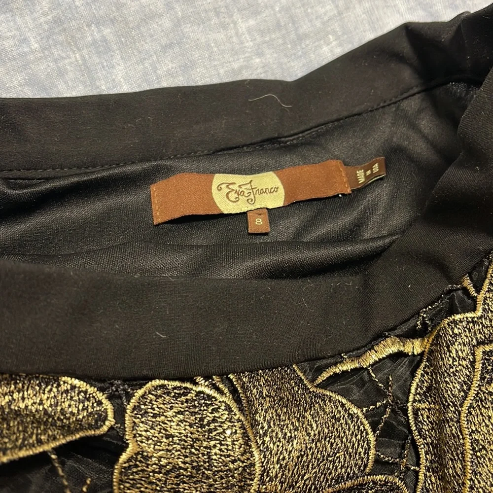 Anthropologie Eva France Gold and Black Skater Skirt - Picture 4 of 5